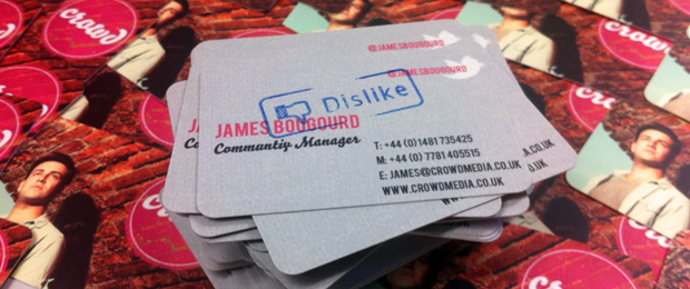 James' misspelled business cards