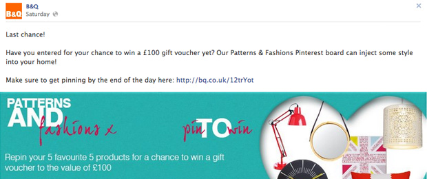 B&Q Pin It To Win Facebook